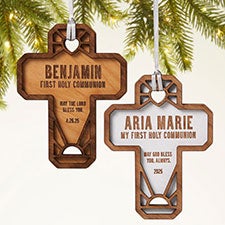 Faithful Cross Personalized 2 Piece Wood Ornament - 49074