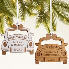 Just Married Personalized Wood Ornament - 49075