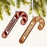 Candy Cane Personalized Wood Ornament - 49077