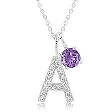 Personalized Initial  Birthstone Pendant Necklace - 49098D