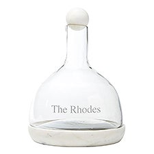  Engraved White Marble  Glass Wine Carafe  - 49138