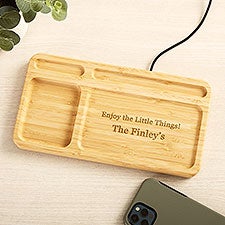 Inspiring Quote Engraved Bamboo Charging Valet Tray - 49168