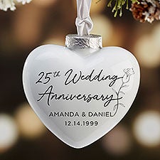 Cherished Years Personalized Heart Anniversary Ornament  - 49235