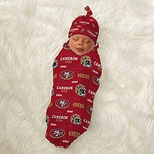 NFL San Francisco 49ers Personalized Baby Hat  Receiving Blanket Set - 49284