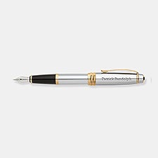 Engraved Cross Bailey Medalist Chrome  23K Gold Fountain Pen - 49297