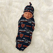 NFL Chicago Bears Personalized Baby Hat  Receiving Blanket Set - 49298