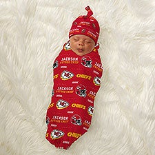 NFL Kansas City Chiefs Personalized Baby Hat  Receiving Blanket Set - 49312