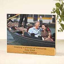 Engraved Write Your Own Acrylic Magnetic Frame with Wood Base - 49339