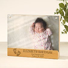 Babys First Year Engraved Acrylic Picture Frame with Wood Base  - 49344