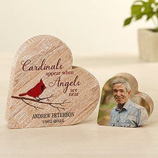 Cardinal Memorial Personalized Wooden Heart Keepsake - 49425