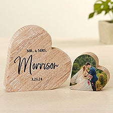 Classic Elegance Personalized Wood Heart Wedding Keepsake Gift - 49441