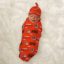 NFL Cleveland Browns Personalized Baby Hat  Receiving Blanket Set - 49453