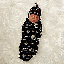 NFL New Orleans Saints Personalized Baby Hat  Receiving Blanket Set - 49454