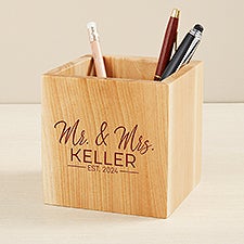 Stamped Elegance Personalized Wooden Pencil Holder - 49461