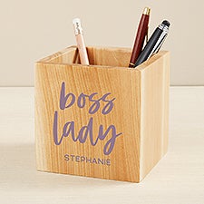 Boss Lady Personalized Wooden Pencil Holder - 49469