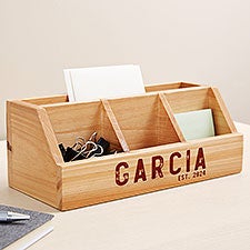 Rustic Name Personalized Wooden Desk Organizer - 49475