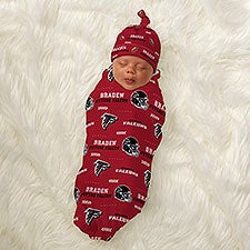 NFL Atlanta Falcons Personalized Baby Hat  Receiving Blanket Set - 49486