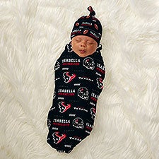 NFL Houston Texans Personalized Baby Hat  Receiving Blanket Set - 49491