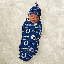 NFL Indianapolis Colts Personalized Baby Hat  Receiving Blanket Set - 49492