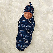 NFL Tennessee Titans Personalized Baby Hat  Receiving Blanket Set - 49504