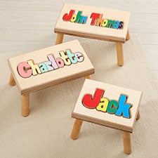 Rainbow Name Personalized Wood Puzzle Stools - 49505D