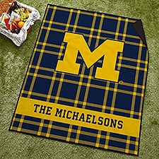 NCAA Michigan Wolverines Personalized Plaid Picnic Blanket - 49508
