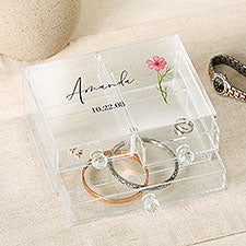 Birth Month Flower Personalized Acrylic Jewelry Box - 49517