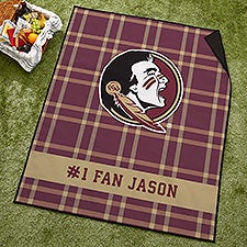 NCAA FSU Seminoles Personalized Plaid Picnic Blanket - 49518