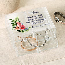 Floral Write Your Own Personalized Acrylic Jewelry Box - 49526