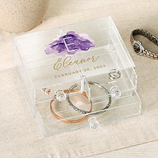 Birthstone Color Personalized Acrylic Jewelry Box  - 49535