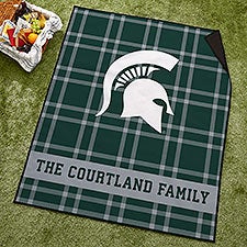 NCAA Michigan State Spartans Personalized Plaid Picnic Blanket - 49537