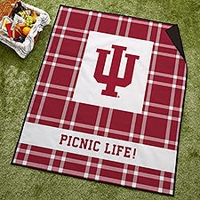 NCAA Indiana Hoosiers Personalized Plaid Picnic Blanket - 49549
