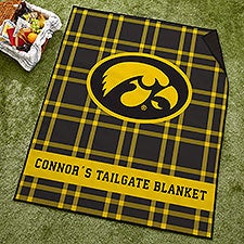 NCAA Iowa Hawkeyes Personalized Plaid Picnic Blanket - 49550