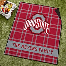 NCAA Ohio State Buckeyes Personalized Plaid Picnic Blanket - 49551