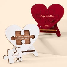 Piece of My Heart Personalized Cutout Tabletop Heart Puzzle  - 49653