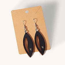 Wooden Leaf Personalized Dangle Earrings - 49784