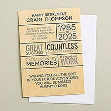 Retirement Wishes Personalized 5x7 Wooden Greeting Card  - 50025