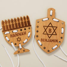 Hanukkah Personalized Wooden Lacing Toy - 50058