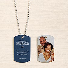 To My Husband Personalized Photo Dog Tag Necklace - Two Sided - 50112