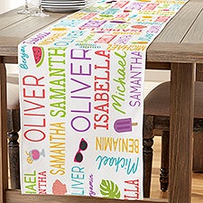 Summer Repeating Name Personalized Table Runner - 50127