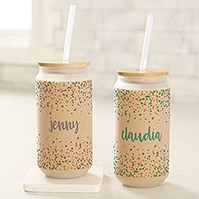 Sparkling Name Personalized Frosted Iced Coffee Tumbler - 50346