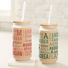 Trendy Repeating Name Personalized Frosted Iced Coffee Tumbler - 50353