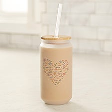 Blooming Heart Personalized Frosted Iced Coffee Tumbler - 50355