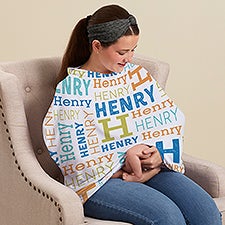 Trendy Repeating Name Personalized Nursing Cover - 50369