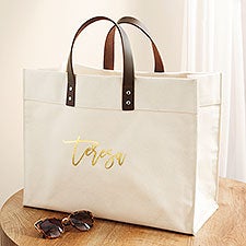 Metallic Foil Name Personalized Canvas Tote Bag  - 50442