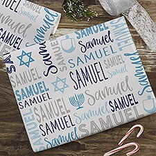 Hanukkah Repeating Name Personalized Wrapping Paper - 50474