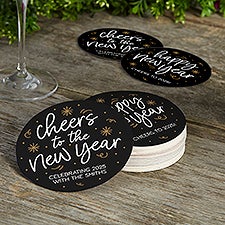 Cheers to the New Year Personalized Paper Coasters  - 50482