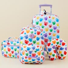 Hearts Embroidered Kids Rolling Luggage Bag Set - 50491