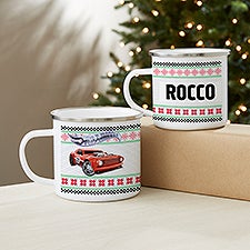 Hot Wheels™ Holiday Personalized Kids Enamel Mug - 50520