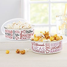 Repeating Name Heart Personalized Enamel Bowl with Lid - 50578